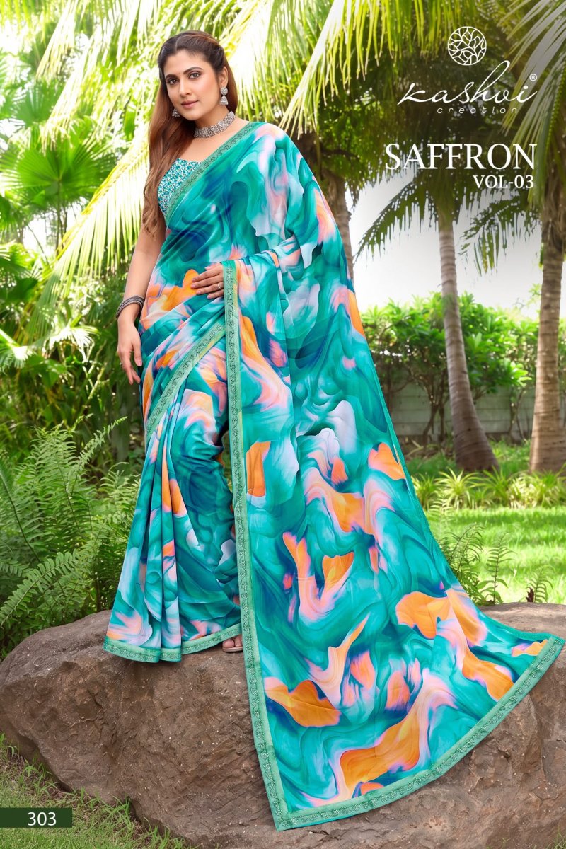 Saffron Vol 3 By Kashvi Raga Weightless Swarovski Saree 